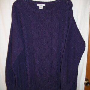 Liz Claiborne NWT SZ 2X Sparkly Grape Cable Sweater